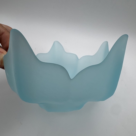 Viking Epic Lotus Blossom Bowl Blue Frost Vintage Glass MCM Mid Century Modern - Picture 5 of 9